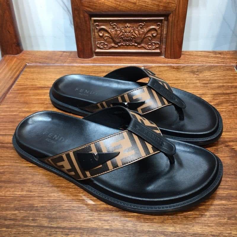 Fendi Flip Flops Calf Leather Orange Upper PU Inside Rubber Sole Men 4