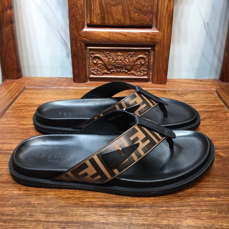 Fendi Flip Flops Calf Leather Orange Upper PU Inside Rubber Sole Men 3