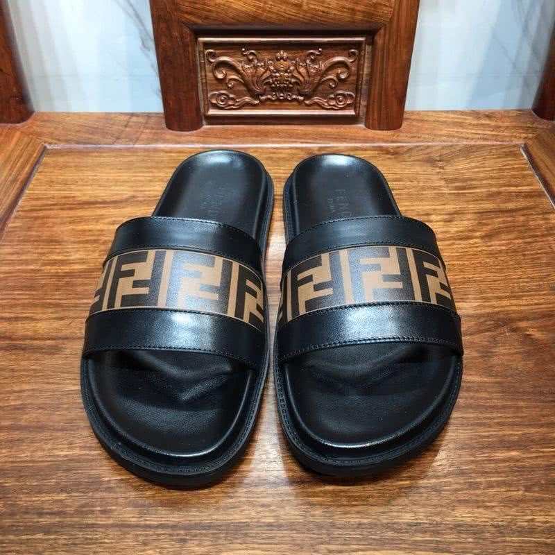 Fendi Slippers Calf Leather Orange Upper PU Inside Rubber Sole Men 2