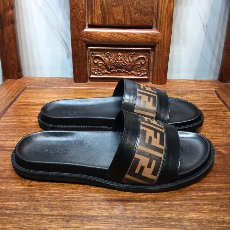 Fendi Slippers Calf Leather Orange Upper PU Inside Rubber Sole Men 4