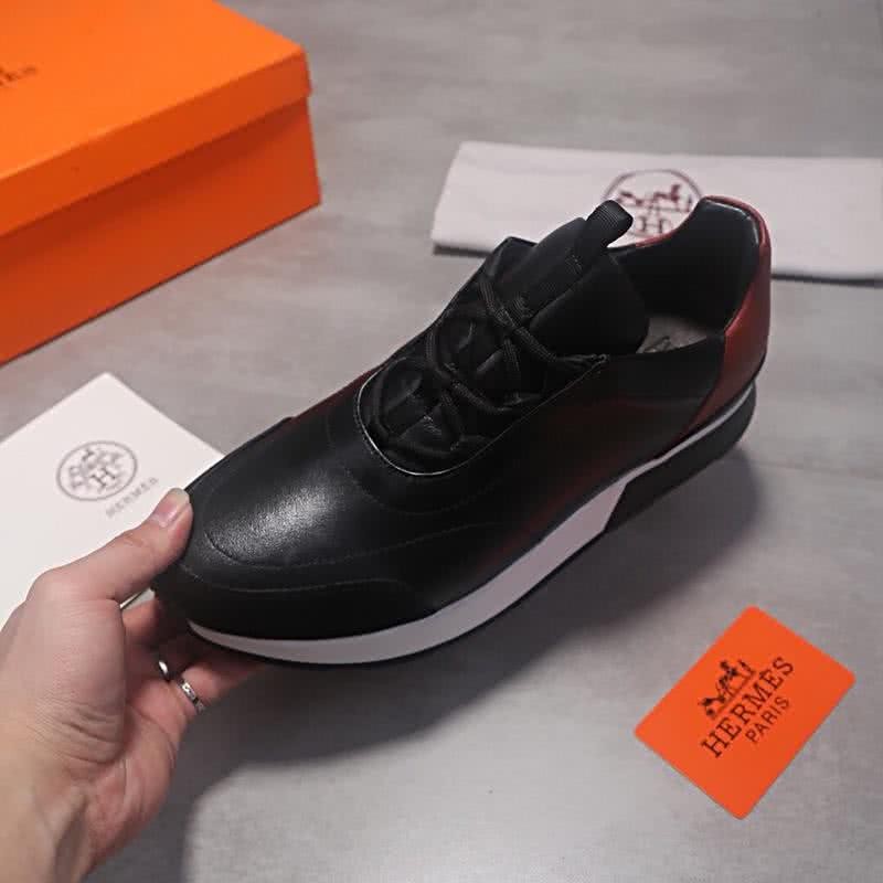Hermes Fashion Comfortable Sports Shoes Cowhide Black Men 2