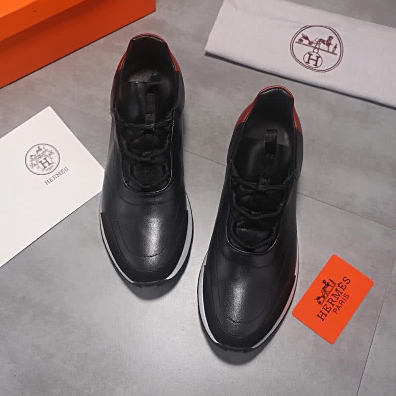 Hermes Fashion Comfortable Sports Shoes Cowhide Black Men 3