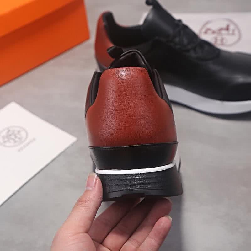 Hermes Fashion Comfortable Sports Shoes Cowhide Black Men 7