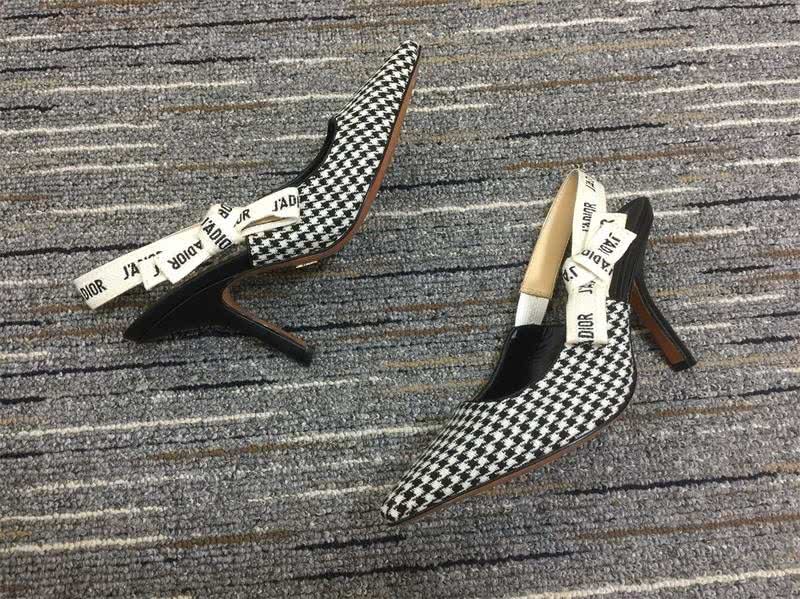 Christian Dior High Heels Stilettos White Cotton Vamp Black sock lining Women 7