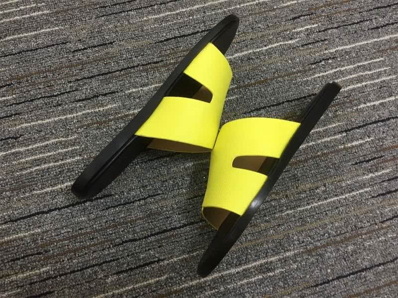 Hermes Slippers Leather Yellow And Black Women 4