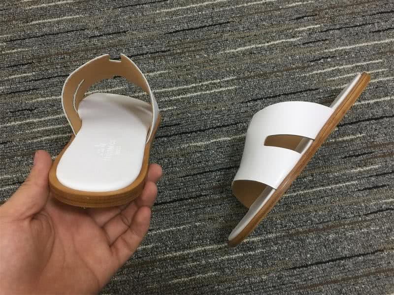 Hermes Slippers Leather White Women 5