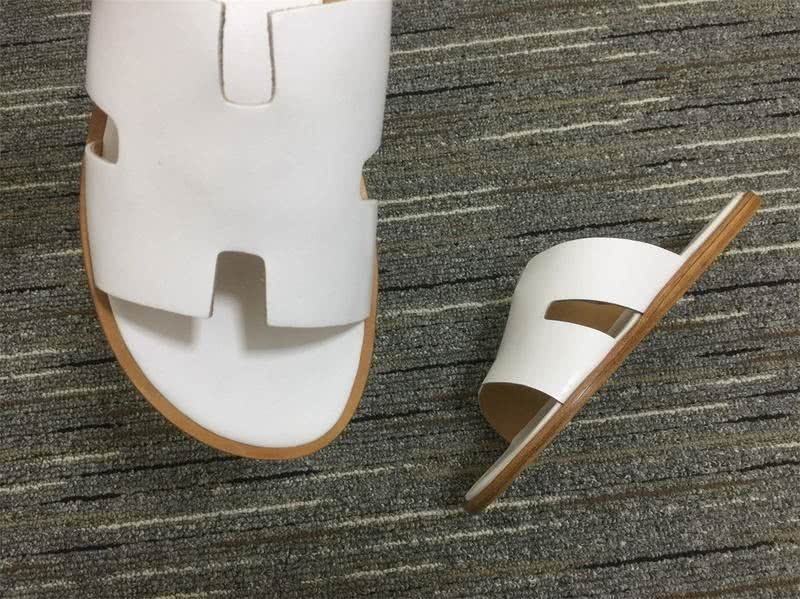 Hermes Slippers Leather White Women 7