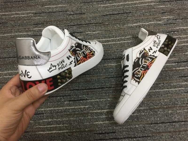 Dolce&Gabbana 3010 white leather Grey lace and upper Tigers motifs Men and Women 5