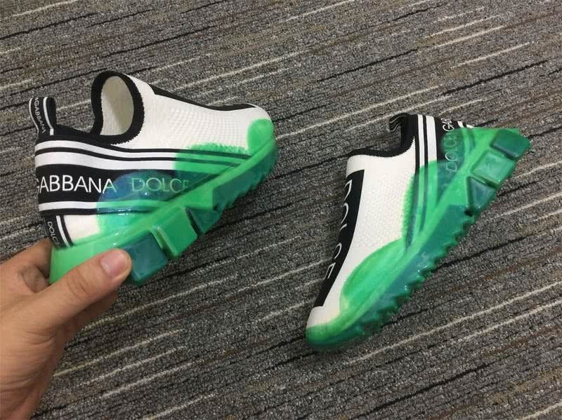 Dolce&Gabbana  3015 Green fluorescent leather sole white cotton grid Black lump with name Women Men 5