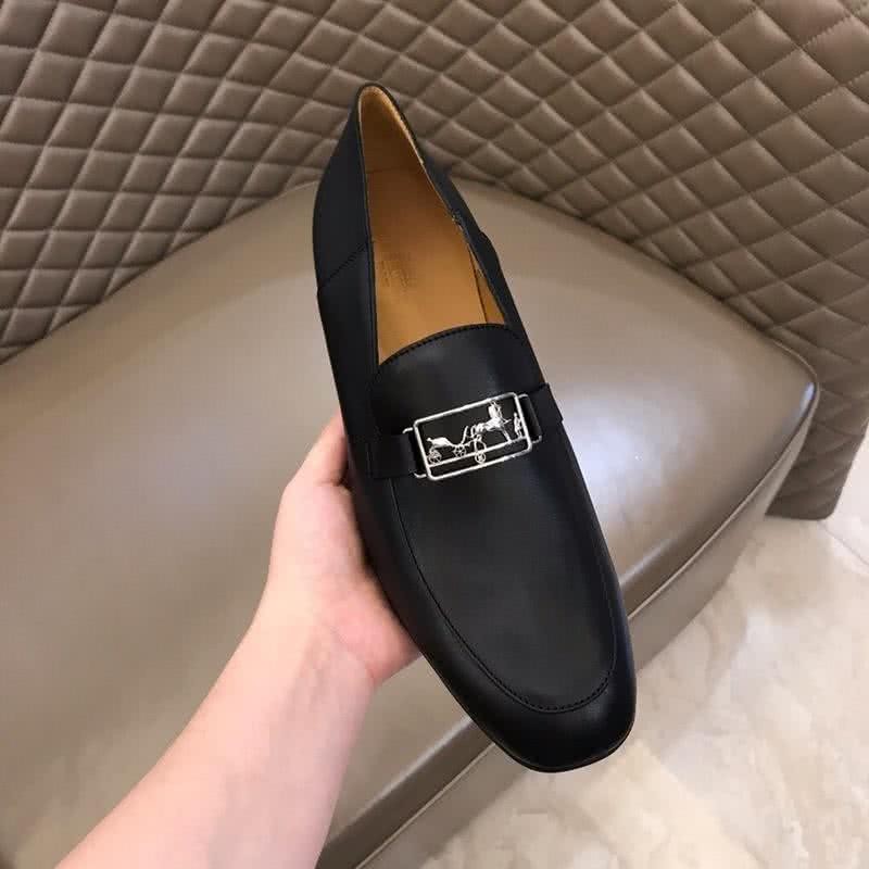 Hermes Fashion Comfortable Shoes Cowhide Black Men 7