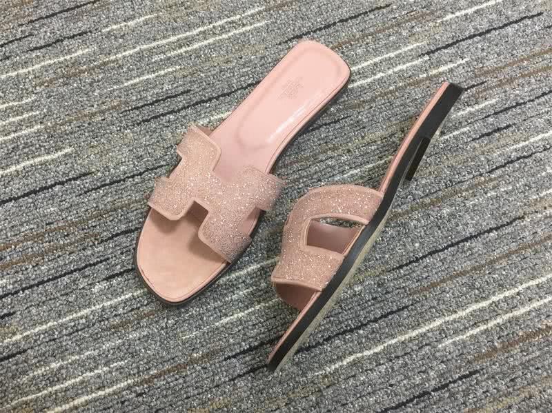 Hermes Slippers Leather Light Pink Women 1