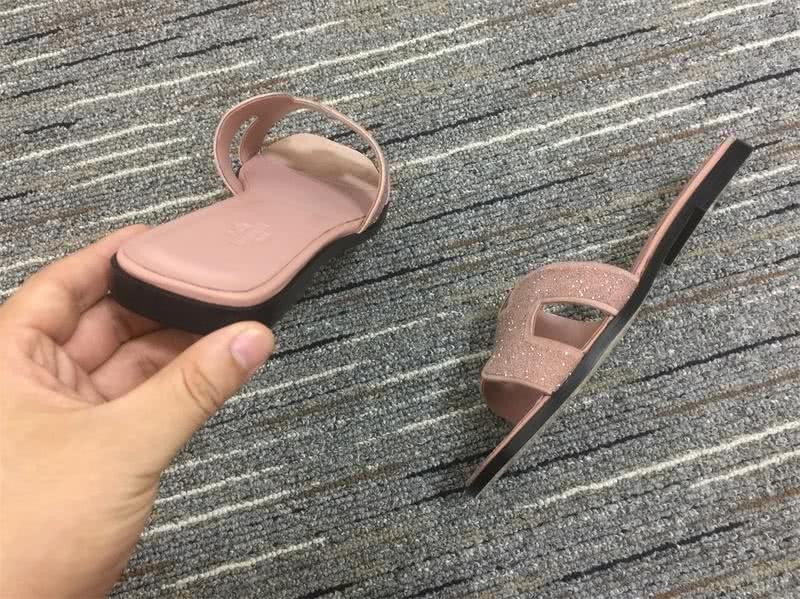Hermes Slippers Leather Light Pink Women 5