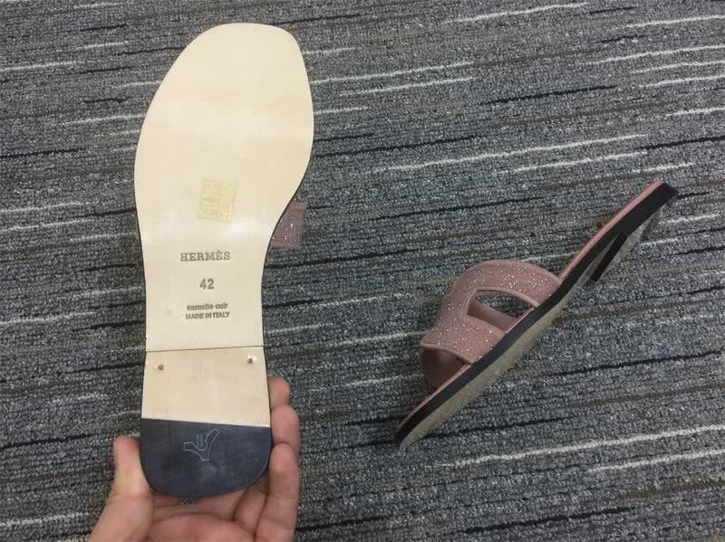 Hermes Slippers Leather Light Pink Women 6