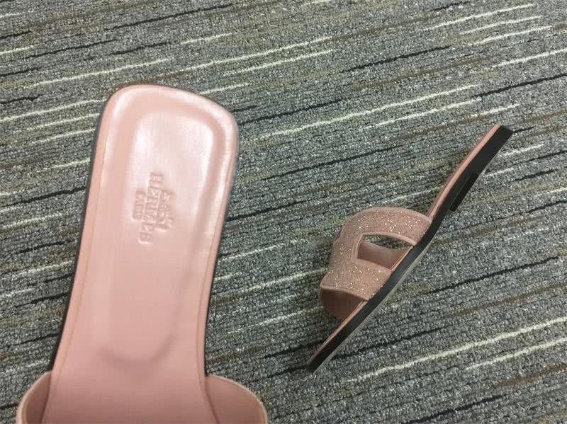 Hermes Slippers Leather Light Pink Women 8