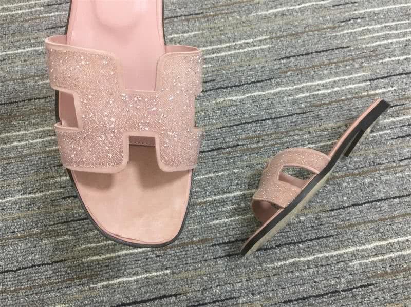 Hermes Slippers Leather Light Pink Women 9