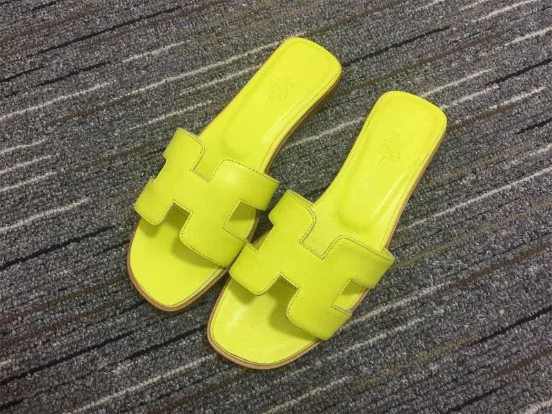 Hermes Slippers Leather Light Yellow Women 2