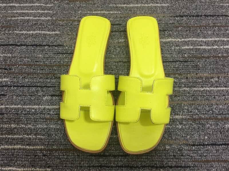 Hermes Slippers Leather Light Yellow Women 3