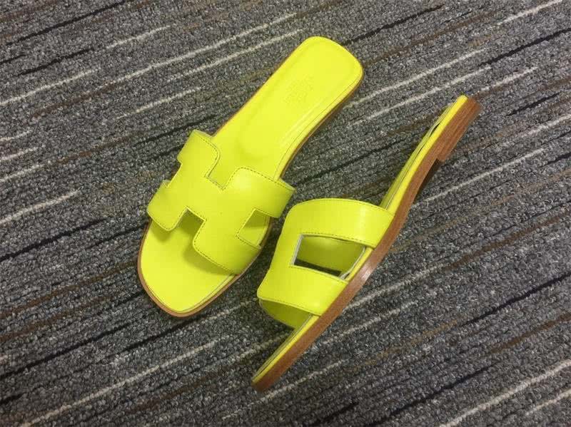 Hermes Slippers Leather Light Yellow Women 1