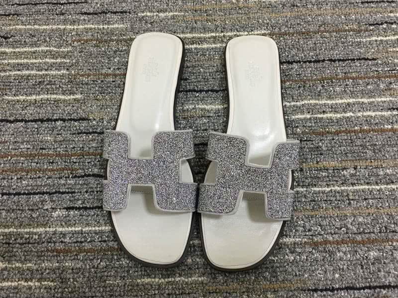 Hermes Slippers Glitter Grey Women 3