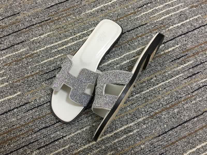 Hermes Slippers Glitter Grey Women 1