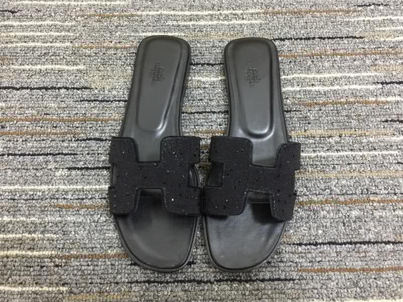 Hermes Slippers Glitter All Black Women 3