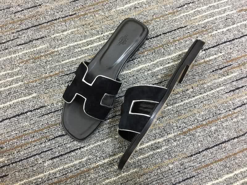 Hermes Slippers Suede All Black Women 1
