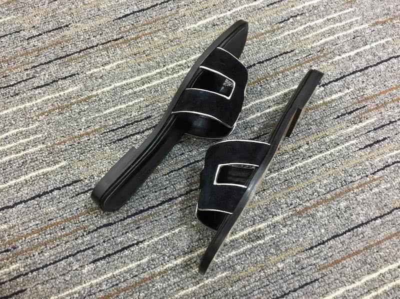 Hermes Slippers Suede All Black Women 4