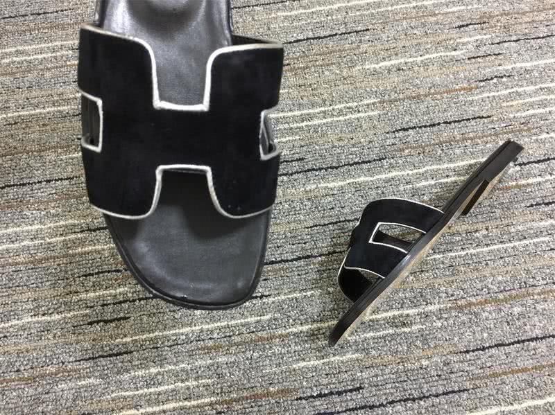 Hermes Slippers Suede All Black Women 9