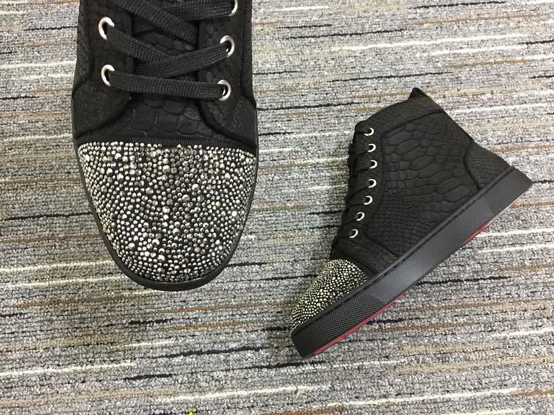 Christian Louboutin Sneakers High Top Rhinestones Black Men Women 9