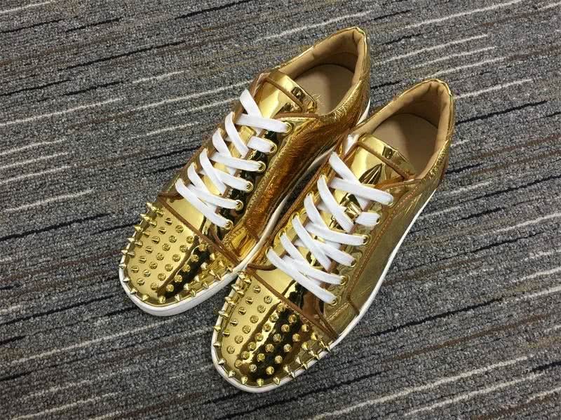 Christian Louboutin Sneakers Low Top Rivets Golden Men Women 2