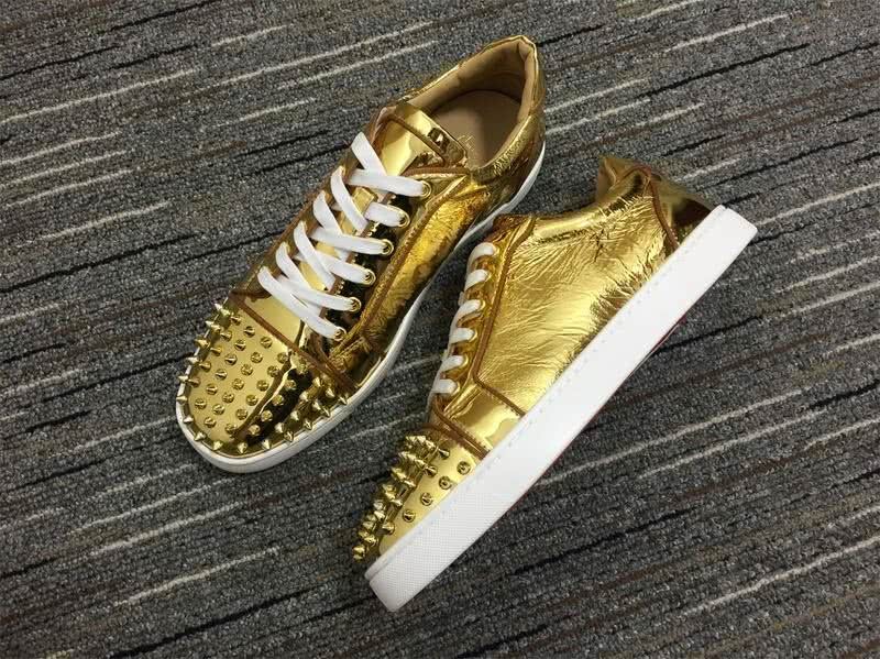 Christian Louboutin Sneakers Low Top Rivets Golden Men Women 1