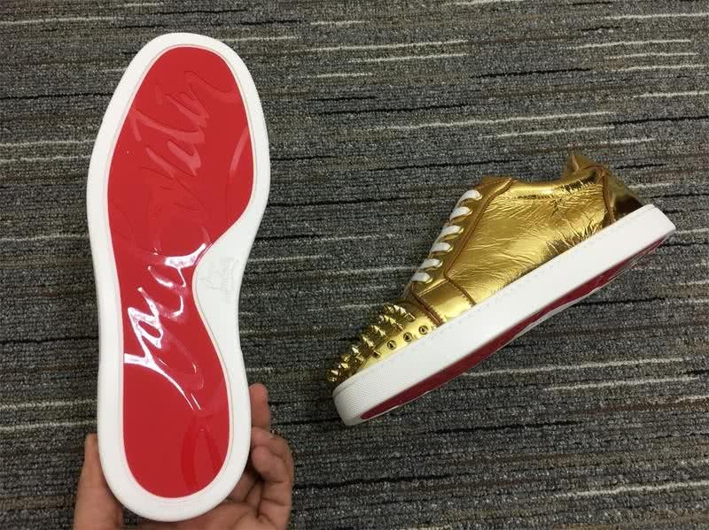 Christian Louboutin Sneakers Low Top Rivets Golden Men Women 6