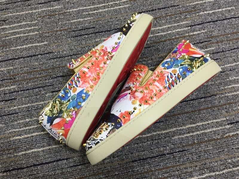 Christian Louboutin Sneakers Low Top Rivets Orange Men Women 7