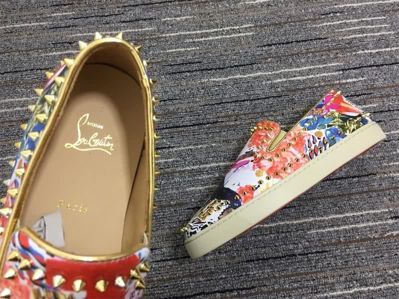 Christian Louboutin Sneakers Low Top Rivets Orange Men Women 8
