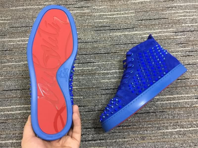 Christian Louboutin Sneakers High Top Suede Rivets Blue Men Women 6