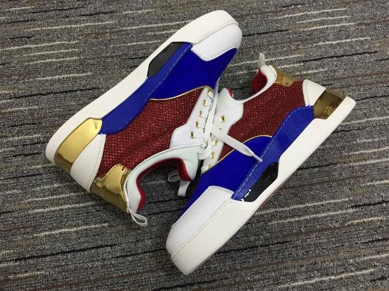Christian Louboutin Sneakers Low Top White Blue Wine Men Women 4