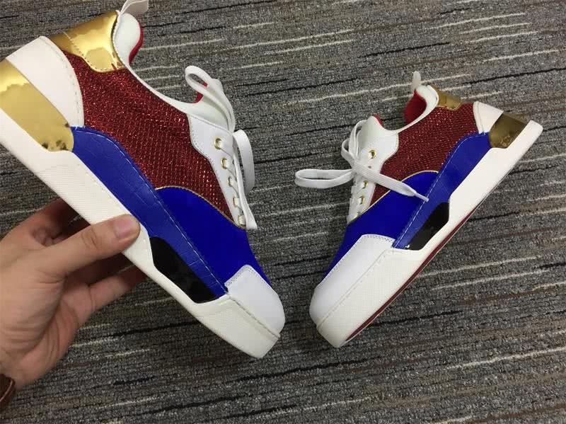 Christian Louboutin Sneakers Low Top White Blue Wine Men Women 9