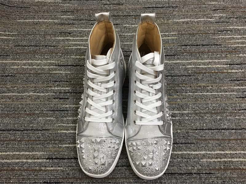 Christian Louboutin Sneakers High Top Rivets Silver Men Women 3