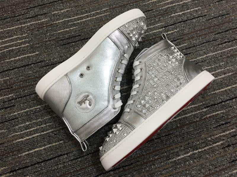 Christian Louboutin Sneakers High Top Rivets Silver Men Women 4