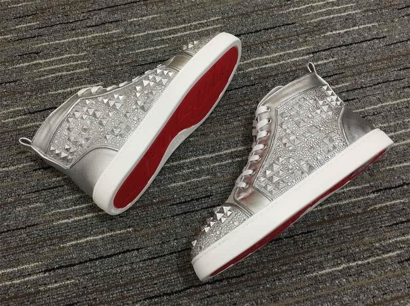 Christian Louboutin Sneakers High Top Rivets Silver Men Women 7