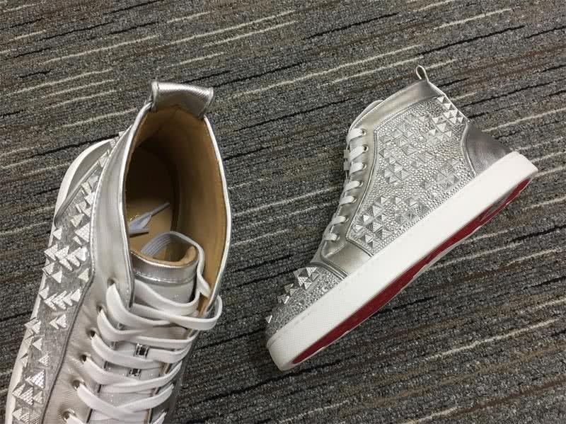 Christian Louboutin Sneakers High Top Rivets Silver Men Women 8