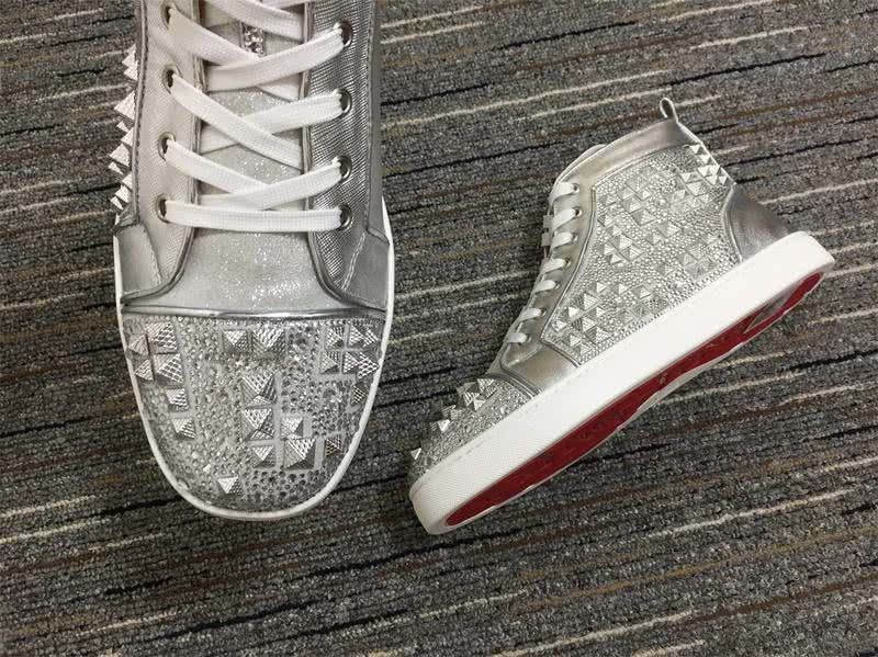 Christian Louboutin Sneakers High Top Rivets Silver Men Women 9