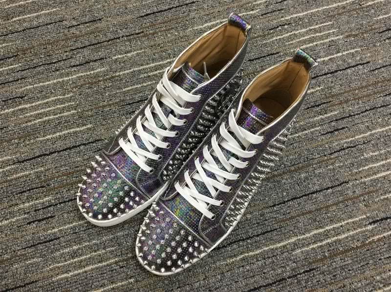 Christian Louboutin Sneakers High Top Rivets Purple Brown Men Women 2