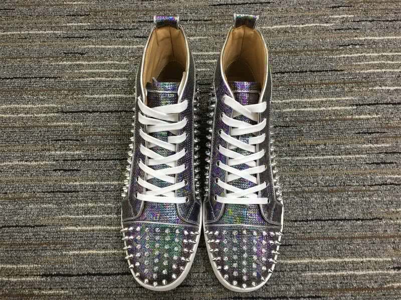 Christian Louboutin Sneakers High Top Rivets Purple Brown Men Women 3