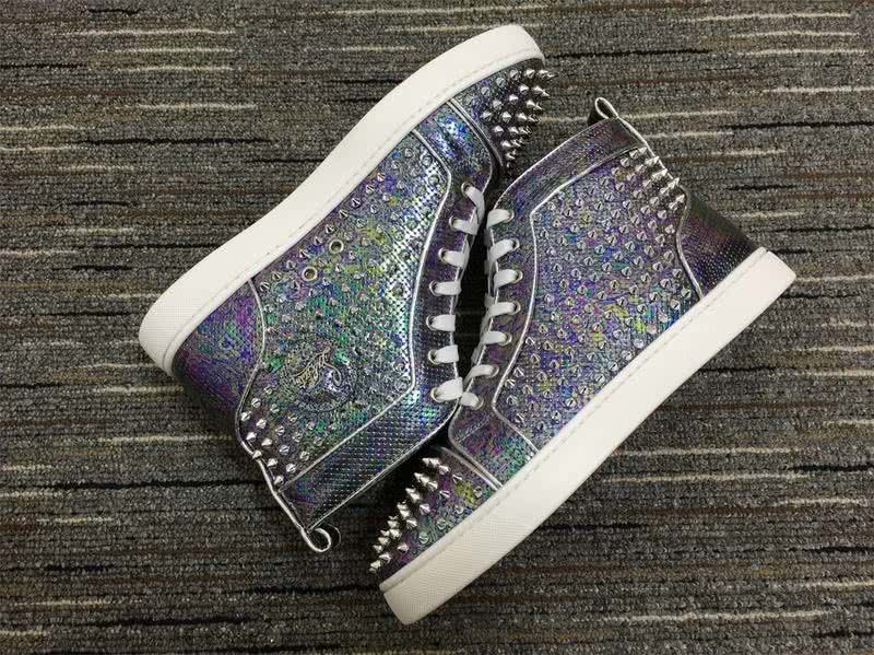 Christian Louboutin Sneakers High Top Rivets Purple Brown Men Women 4