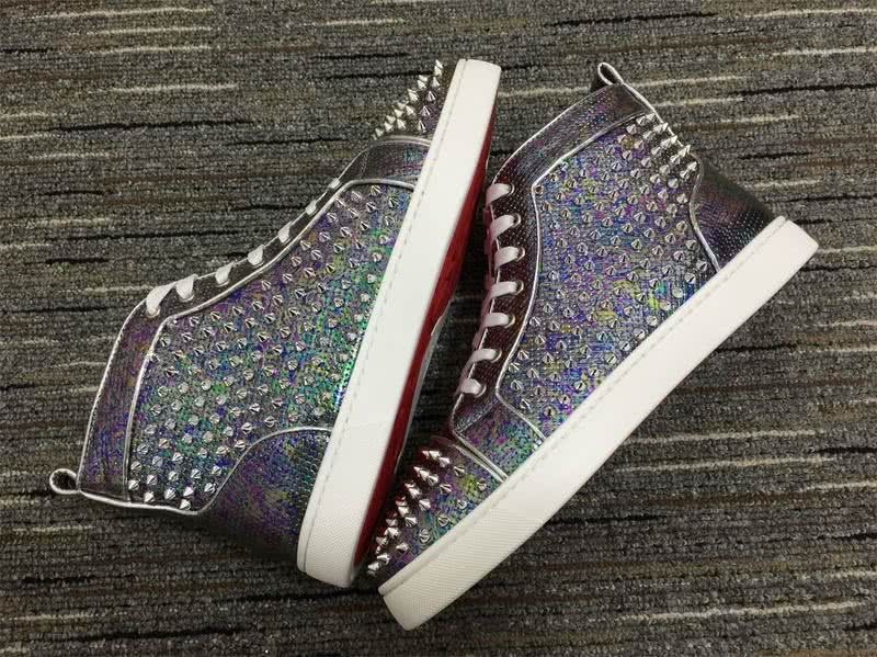 Christian Louboutin Sneakers High Top Rivets Purple Brown Men Women 7