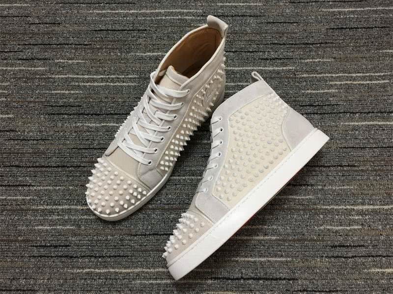 Christian Louboutin Sneakers High Top All Rivets White Men Women 3
