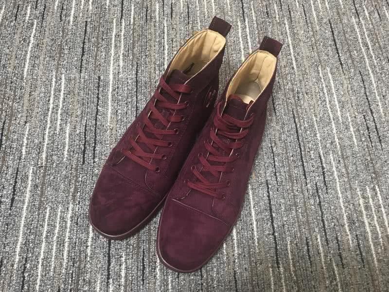 Christian Louboutin Sneakers High Top Suede Wine Men Women 2