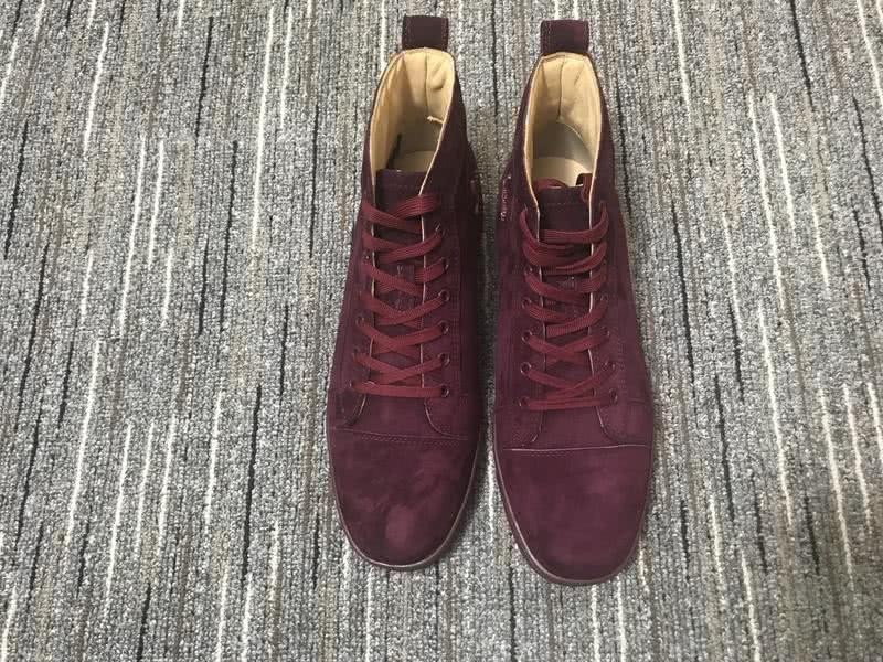 Christian Louboutin Sneakers High Top Suede Wine Men Women 3