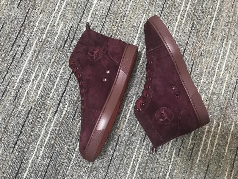 Christian Louboutin Sneakers High Top Suede Wine Men Women 5